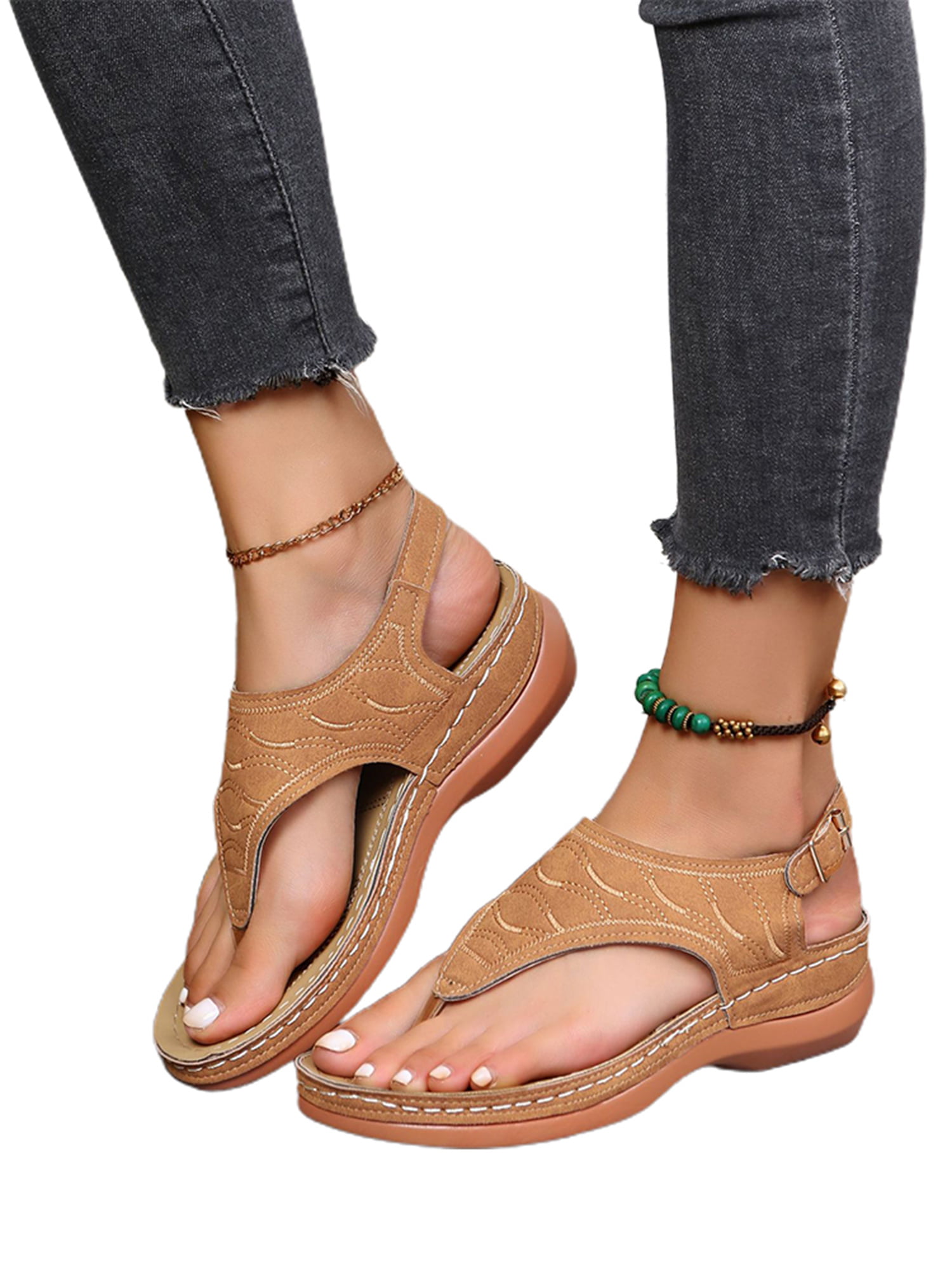 Details about   Roman Women's Shoes Summer Wedges Platform Sandals Casual Non-Slip Flat Loafers 
