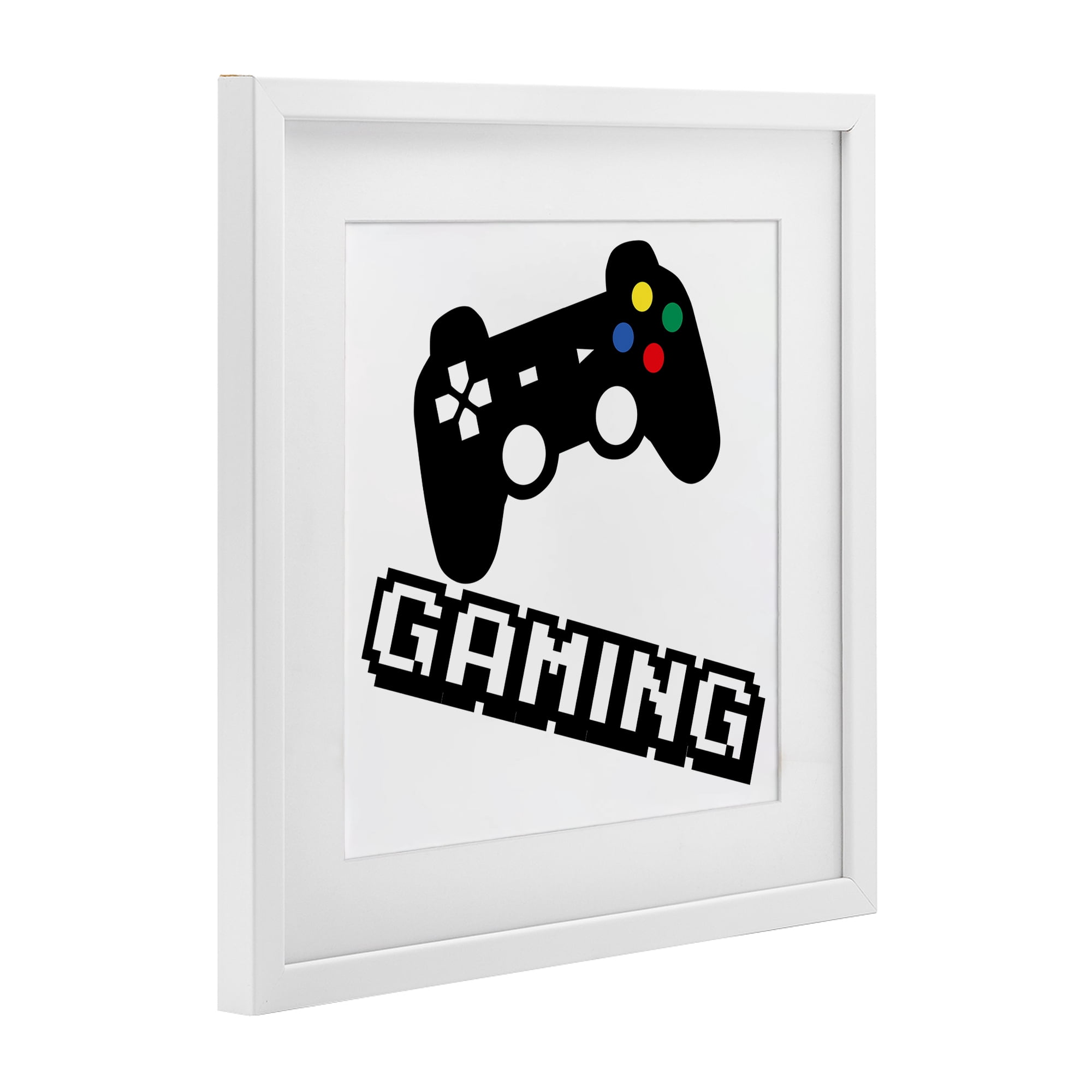 Stupell Industries Playful Pixel Gaming White Framed Print Under Glass, design by Marcus Prime