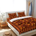 thumbnail image 3 of Thanksgiving Fall 4 Piece Bedding Set, Maple Leaf Orange Retro Plaid Texture Twin Size Duvet Cover Set with Zipper Closure & Corner Ties Soft Breathable Comforter Cover for Bedroom, 3 of 9