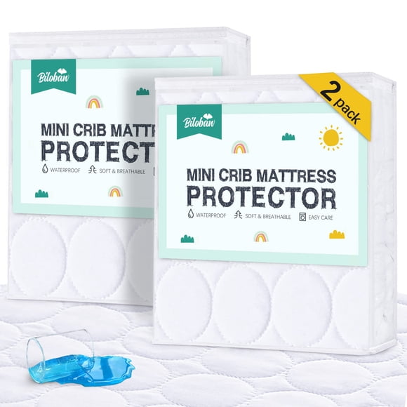 Protector de colchón para cuna mini Biloban, impermeable, 2 unidades, 97 x 61 cm