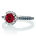 thumbnail image 2 of 1.5 Carat Unique Flower Halo Round Cut Red Ruby And Diamond Moissanite Engagement Ring On 10K White Gold, Gift For Her, Promise Ring, Anniversary Ring, 2 of 2
