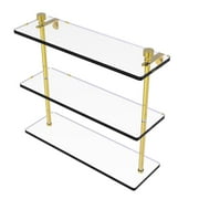 Foxtrot Collection 16-in Triple Tiered Glass Shelf in Polished Brass