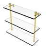 Foxtrot Collection 16-in Triple Tiered Glass Shelf in Polished Brass