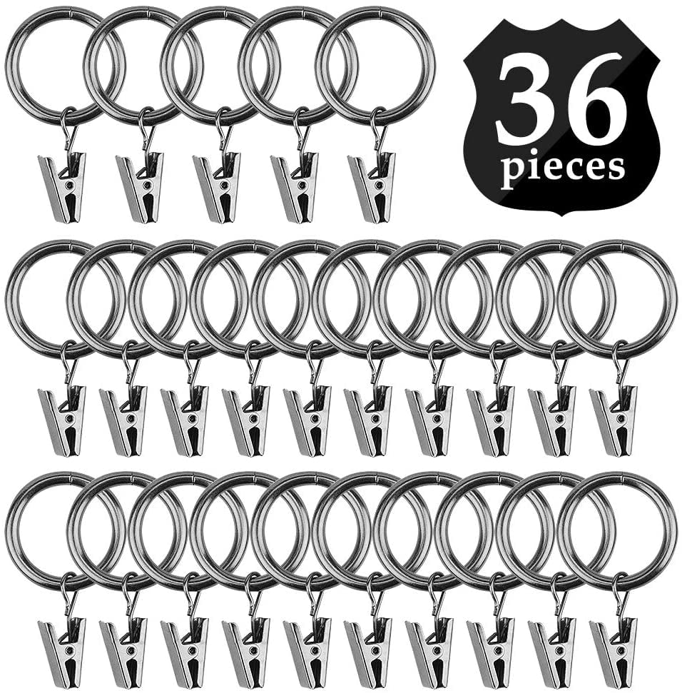 36pcs Shower Clip Ring with Hooks Clips 32mm Inner Diameter for Window Curtain 