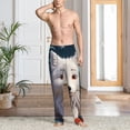 thumbnail image 4 of Bingfone White Wolf With Flowers Mens All Over Print Sleep Pajama Pants-Small, 4 of 5