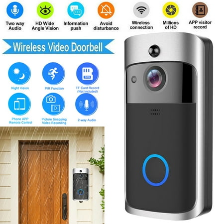 TSV Wireless Video Doorbell with LED Ring Button HD WiFi