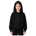 thumbnail image 4 of Gubotare Girls Zip Up Hoodies Teen Fleece Full-Zip Sweatshirts Jacket Casual Fall Hoodie with Pocket Black,Size 13-14 Years, 4 of 7