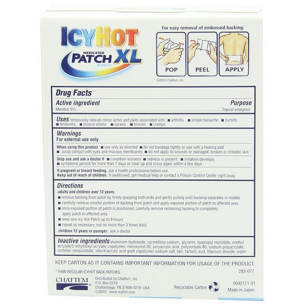 Icy Hot Extra Strength Medicated Patch Xl, Extra Large For Back And Large Areas - 3 Ea, 6 Pack