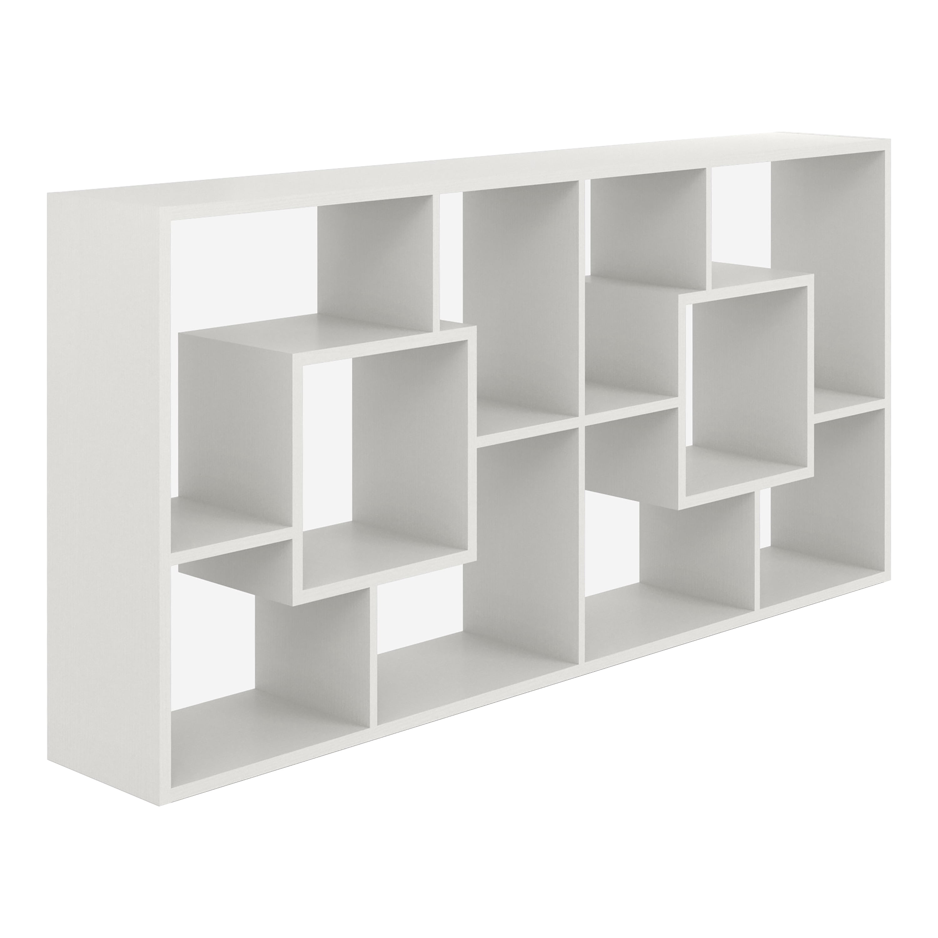 Furniture of America Darcy Modern 14-Shelf Geometric Bookcase, White