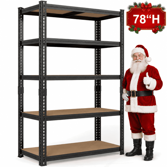 ZEUKMXOO 5-Tier Heavy Duty Metal Shelving Unit, Adjustable Shelf Rack, Freestanding Garage Storage Shelves for Closet, Basement, Kitchen Organization, 78″H x 40″W x 16″D