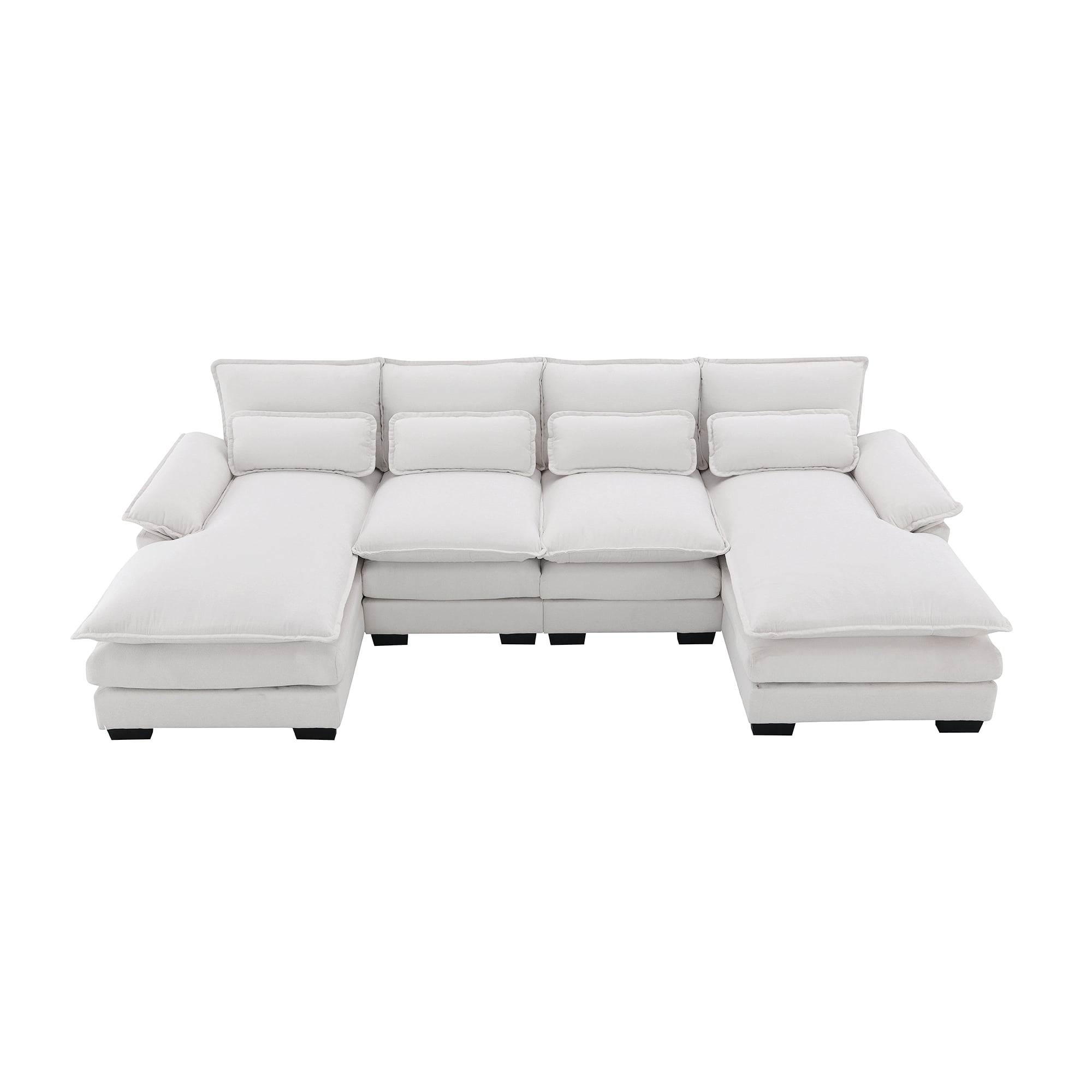 MAYEERTY 110x55" Modern U-Shaped Sectional Sofa - 6-Seat Symmetrical Sleeper with Waist Pillows/Chaise for Living Room/Apartment, 5 Colors