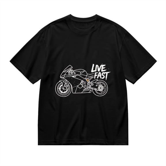Black T Shirts for Men, Live Fast, Motorcycle Print 4 Mens Graphic Tees, 24816133,S