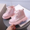 thumbnail image 2 of Viluyesy Girls Boots Lace-Up Chunky Sole Glitter Non-Slip Comfortable Durable Easy On Off Side Zipper Sparkle Shoes Pink Size 11 Little Kids, 2 of 9