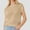 Khaki, variant on Women's Crochet Knit Hollow Out Short Sleeve T-Shirt Summer Beach Cover Up Casual Crewneck Top for Daily Wear