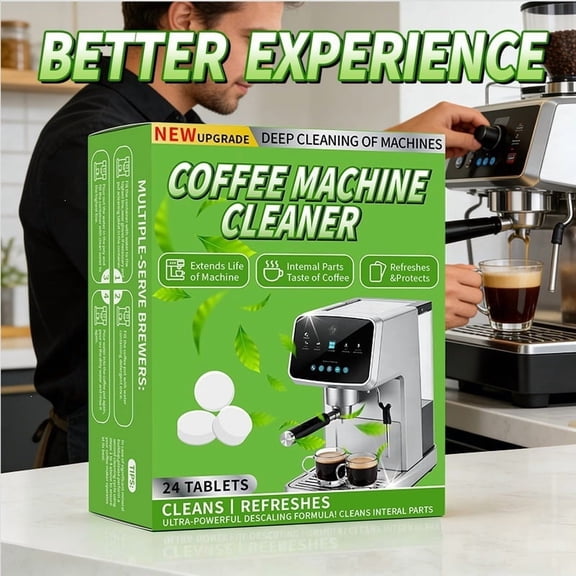 Coffee Machine Cleaner Tablets, 24 Count, Descaler for Deep Cleaning, Removes Oils & Limescale, Extends Machine Life