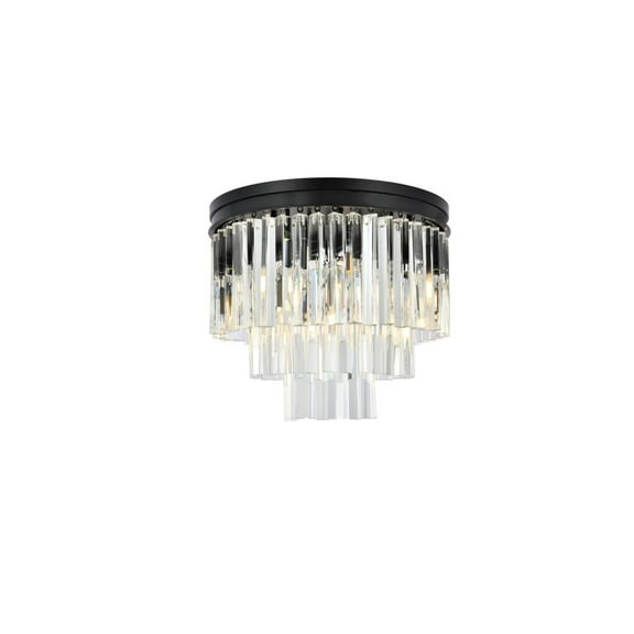 Urban Classic Sydney 9 light Matte Black Flush Mount Clear Royal Cut Crystal