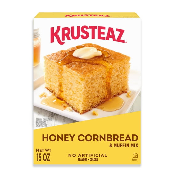 Krusteaz Honey Cornbread and Muffin Mix, Honey Cornbread Mix, Honey Corn Muffin Side Dish, 15 oz Box