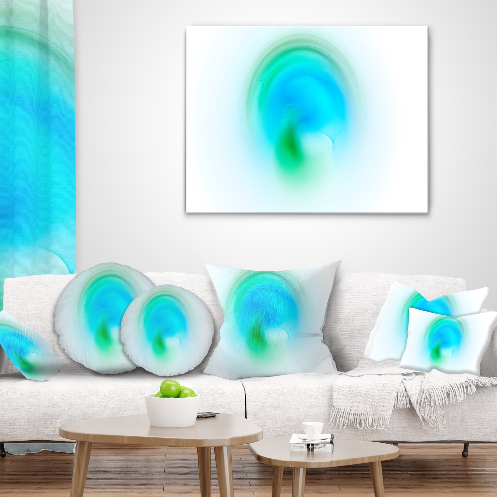 Designart Green Luminous Misty Sphere - Abstract Throw Pillow - 16x16