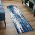 thumbnail image 3 of Blue White Abstract Art Runner Rug for Hallway 2x6ft, Modern Painting Mottled Texture Non Slip Floor Mat Washable Low-Profile Indoor Carpet for Living Room, Bedroom, Dining Room, 3 of 9