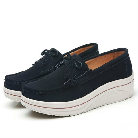 

Women s Slip On Platform Shoes Suede Comfortable Loafers Moccasins Wedge Female Sneakers