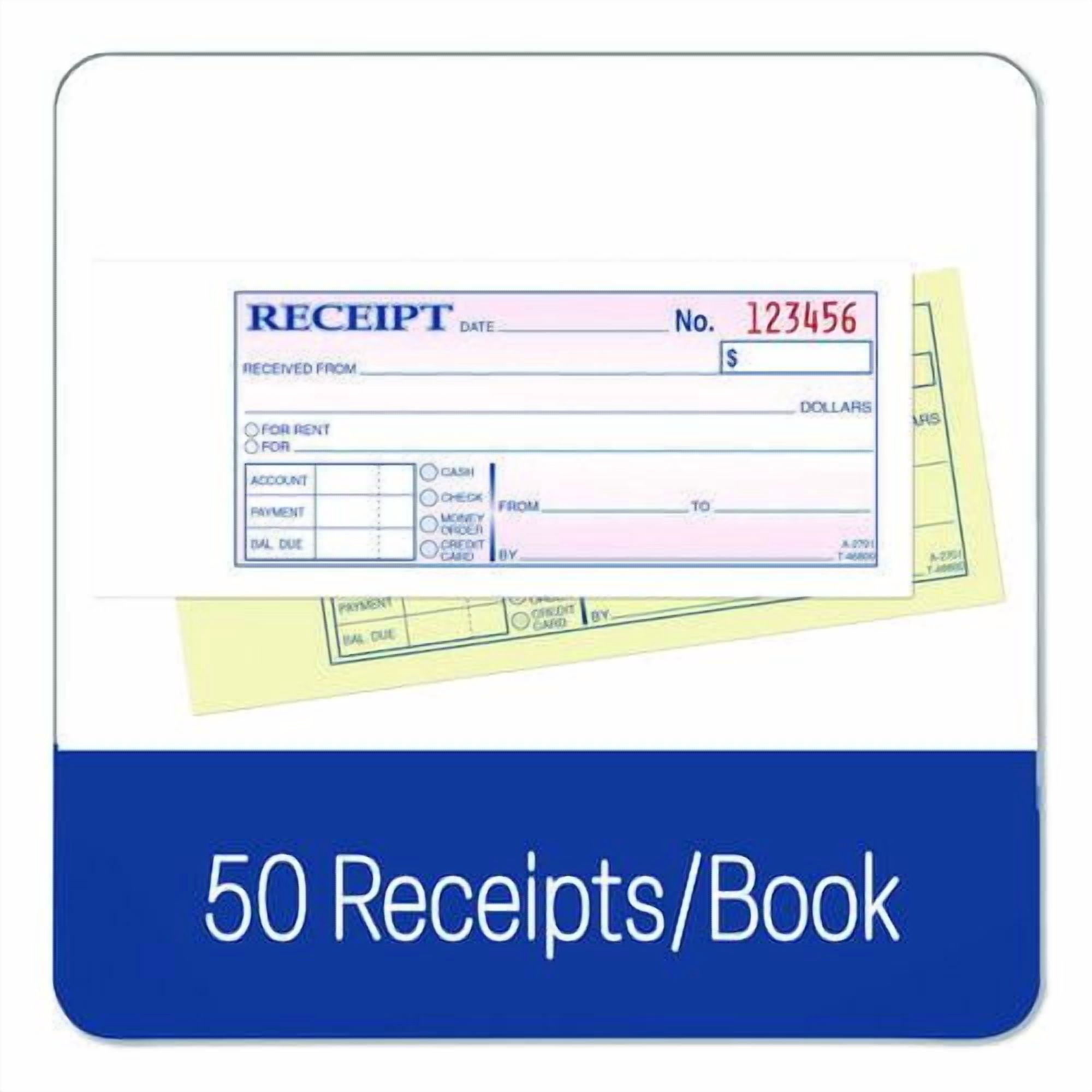 Money/Rent Receipt Book, Two-Part Carbonless, 6.69 x 2.75, 50 Receipts/Book, 5 Books/Pack | Bundle of 2