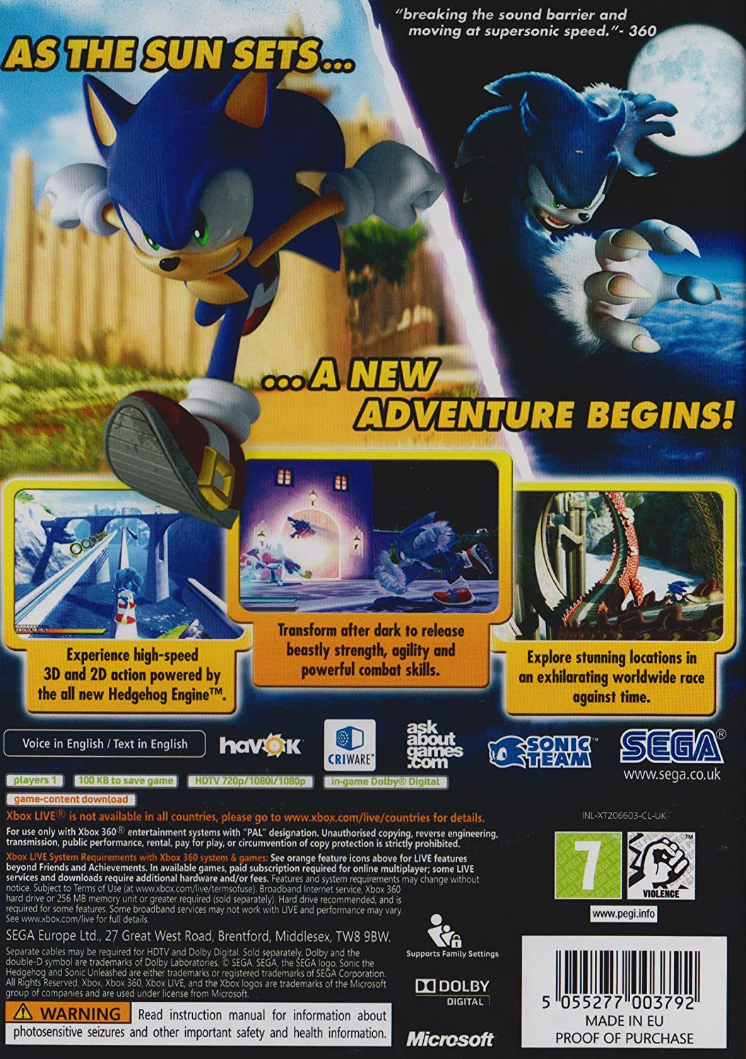 Sonic Unleashed - Classics Edition (Xbox 360) 
