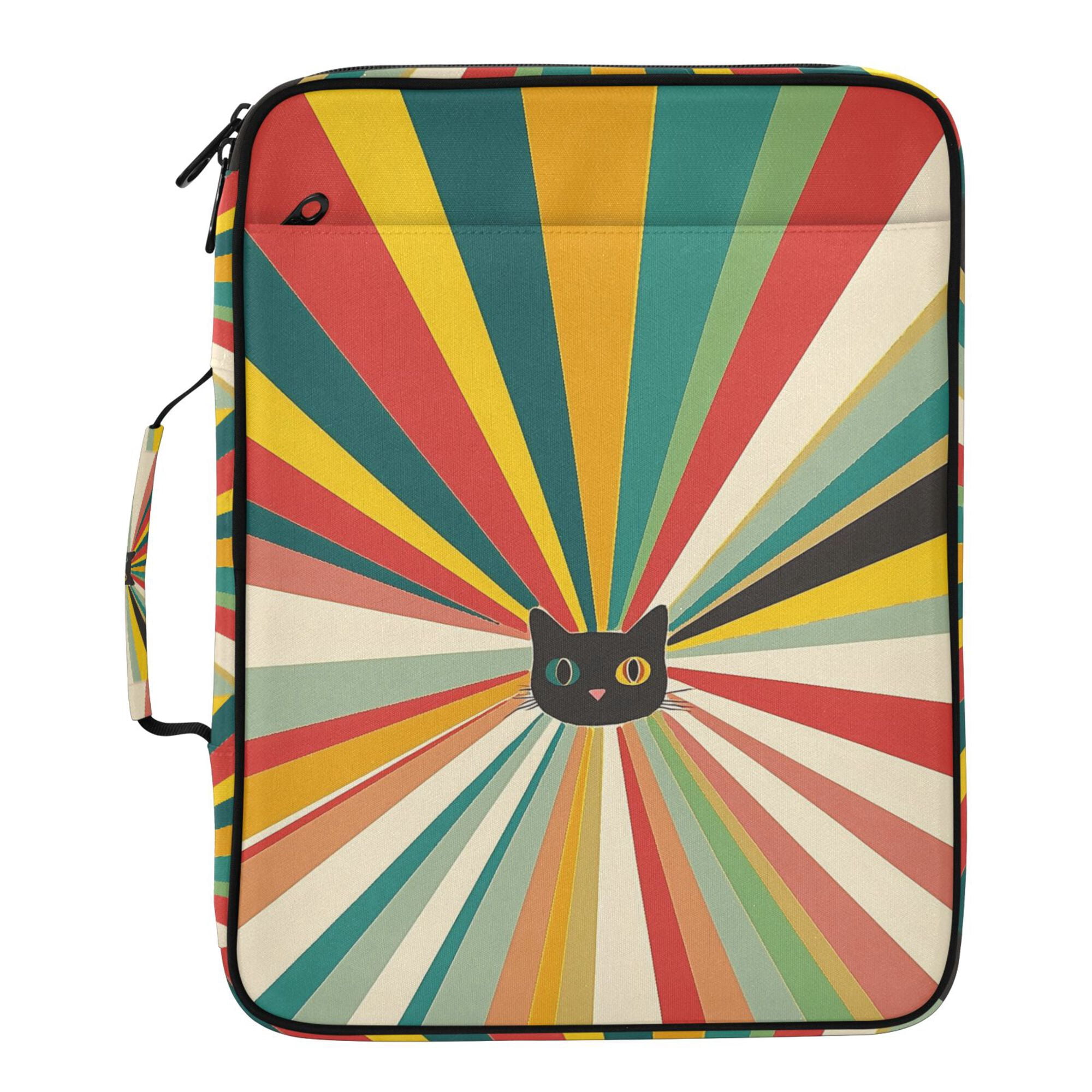 FORMRS Accordion File Folder A4 Size 7-Pocket Expanding Document Organizer Bag with 3 Ring Binder, Colorful Cat
