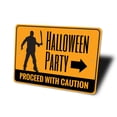 thumbnail image 4 of Halloween Party, Proceed with Caution, Halloween Arrow Sign, Party This Way Aluminum Metal Decor Sign - 4x18 inches, 4 of 4