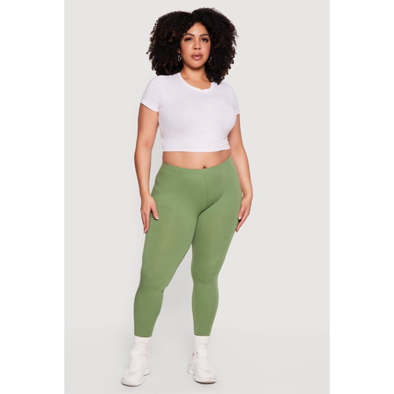 Women's Plus Size High Waisted Solid Leggings