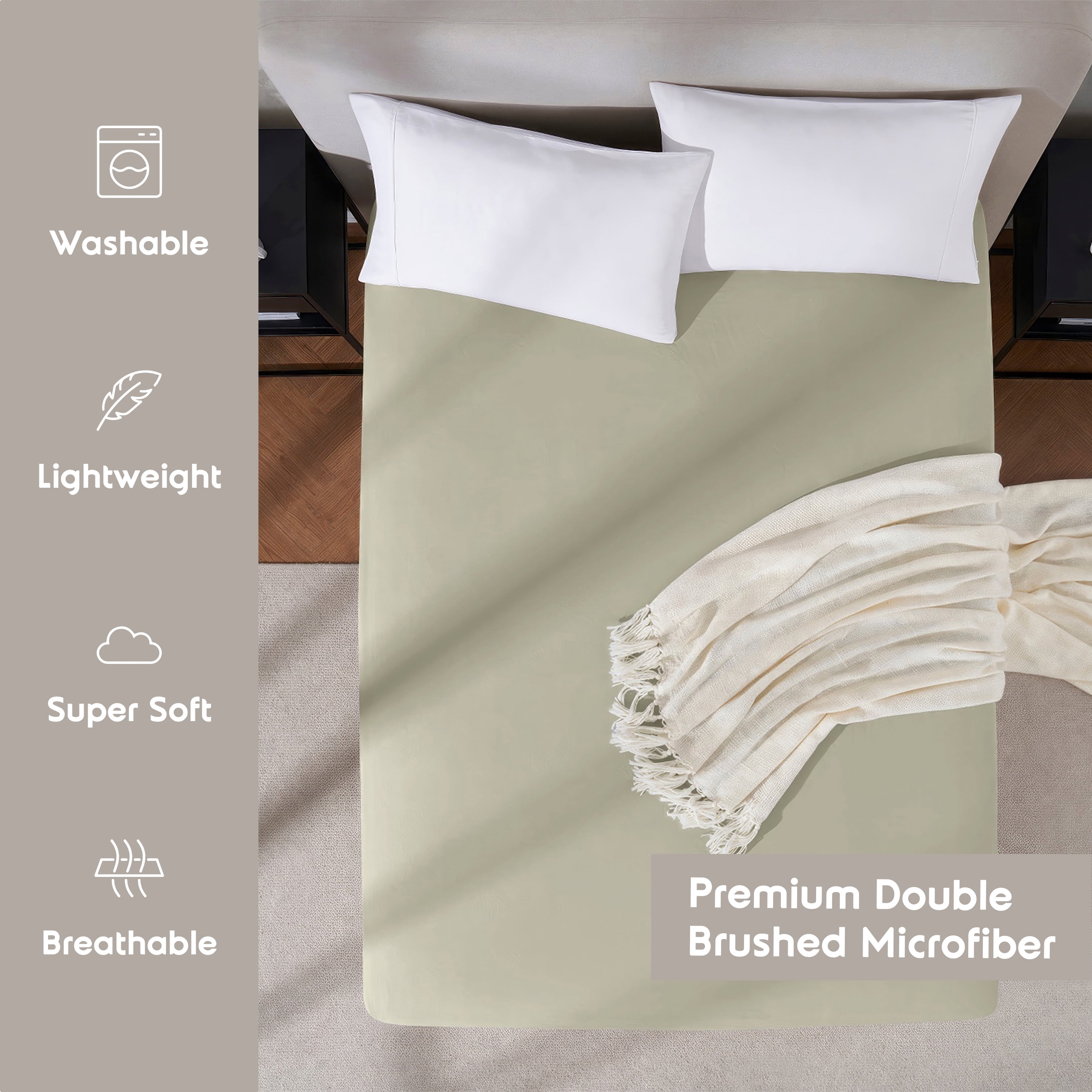 LammaLoe Extra Deep Pocket Full Size Fitted Sheet Only, Fits 18" to 24" Mattress, Soft Microfiber Fitted Bed Sheet, Sage Green