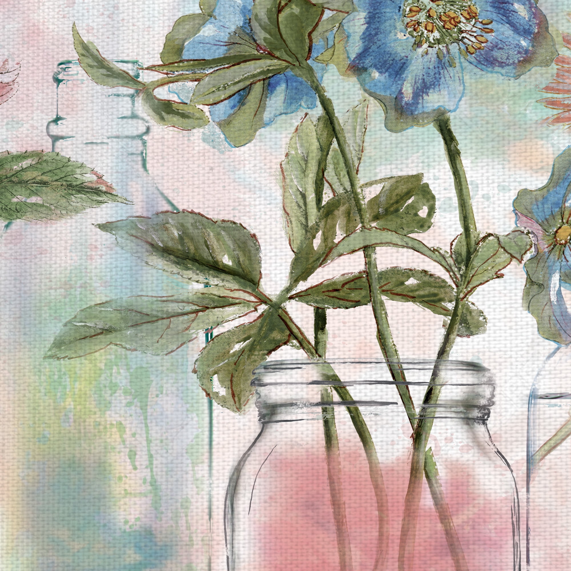 Masterpiece Art Gallery Vintage Bottle Collection Flowers By Sandy Doonan Canvas Art Print 24" x 36"