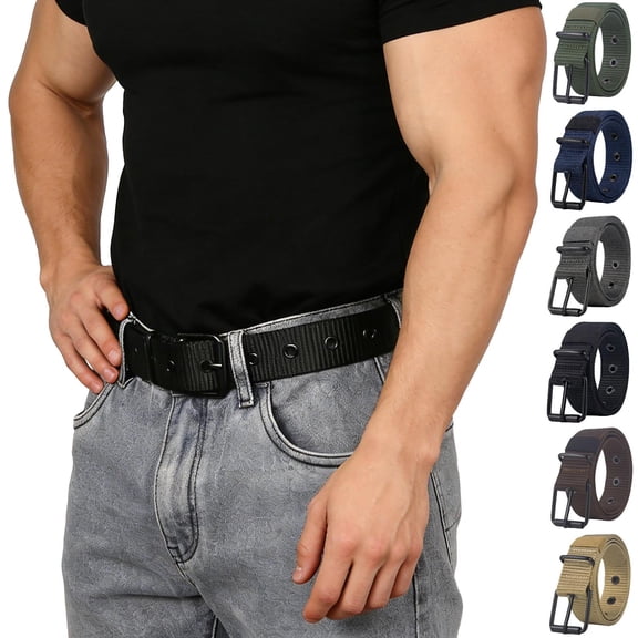 LONKITO Belts for Men, Adjustable Nylon Canvas Belts for Casual Work Travel, 1.4 x 47 Inch