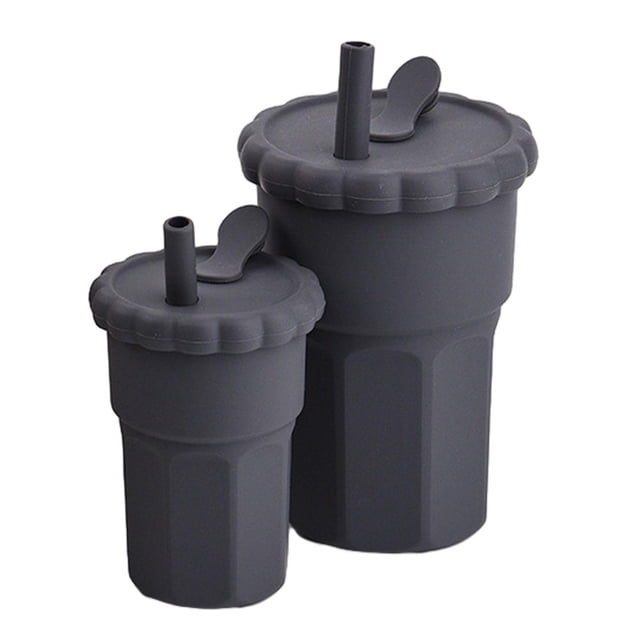 2 Piezas Taza De De Silicona Tazas De Entrenamiento Inastillables Para Regalo Bebés Gris Oscuro Hugo botella de paja