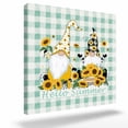 thumbnail image 2 of Sunflower Gnome Framed Canvas Wall Art, Hello Summer Yellow Flower Farm Plant Green Plaid Wall Art Painting for Living Room Bedroom Home Decor, 28”x28”, Office Artwork Print, 2 of 9