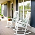 thumbnail image 4 of PetFurnishn Outdoor Rocking Chair Oversized Wooden Patio Chairs with Widened Armrest High Back Porch Rocker for Lawn, Garden, Backyard, Fire Pit (White), 4 of 7