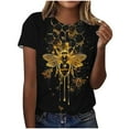 thumbnail image 5 of Sakmal Graphic Shirts for Women Bee Crew Neck Cute Short Sleeve Shirts T-Shirts Womens Blouses Dressy Casual, 5 of 5