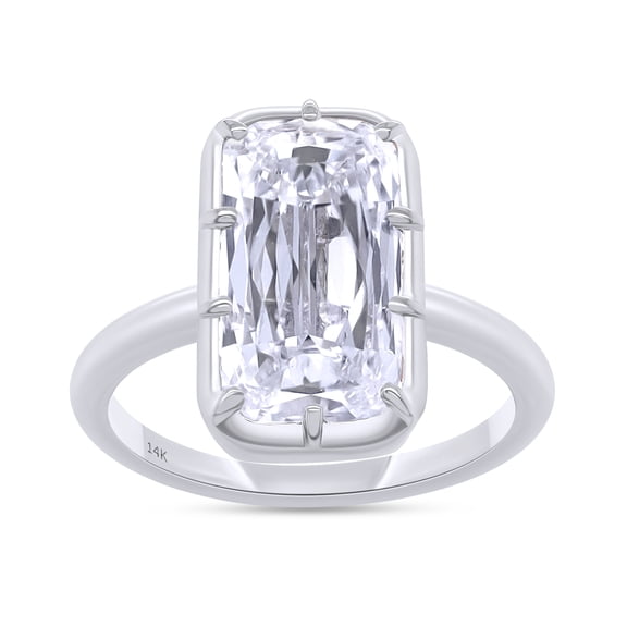 AFFY Solitaire Engagement Ring for Women, 3.00 Carat (ctw) Elongated Cushion Cut IGI Certified Lab Grown Diamond Ring in 10K Solid White Gold Jewelry Gift for Her Size-4