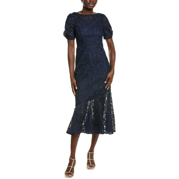 Kay Unger womens Portia Tea-Length Dress, 0, Blue