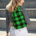 thumbnail image 2 of Geaub buffalo plaid green black durable canvas backpack: stylish, lightweight, and spacious with adjustable straps, 2 of 7