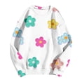 thumbnail image 4 of Trendfront Womens Floral Embroidered Sweatshirts Crewneck Long Sleeve Colorful Flower Pattern Casual Loose Fit Pullover Tops, 4 of 5