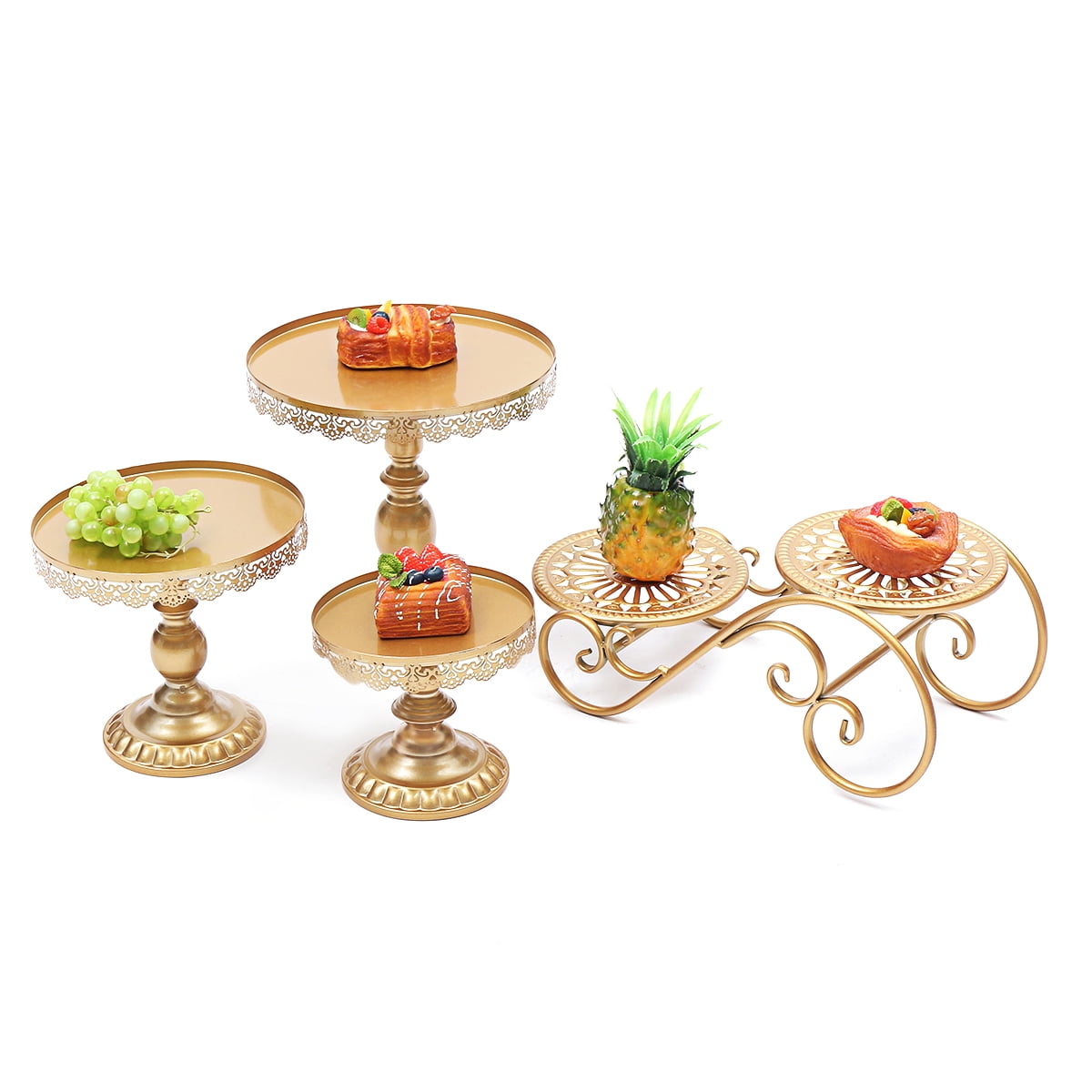 Bestller Cake & Tiered Stands,Set of 4 Gold European Style Metal Cake