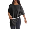 thumbnail image 1 of Timegard Tops for Women Crewneck Short Sleeve Side Button Solid Color Comfy Casual Loose Blouse Top, 1 of 8
