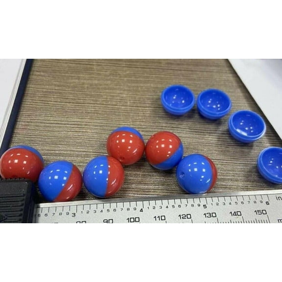.68 Cal Empty Plastic Paintball Shell (100 pcs), Halves Press Together Red/Blue