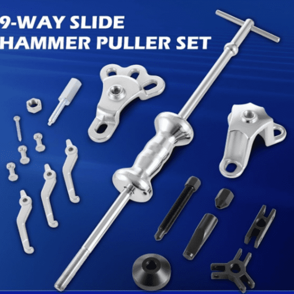 Slide Hammer, 9-Way Internal/External Slide Hammer Puller Set - Pulls Hubs, Rear Wheel Axle Shafts, Bearings, Bushings, Seals, Retainers ﻿
