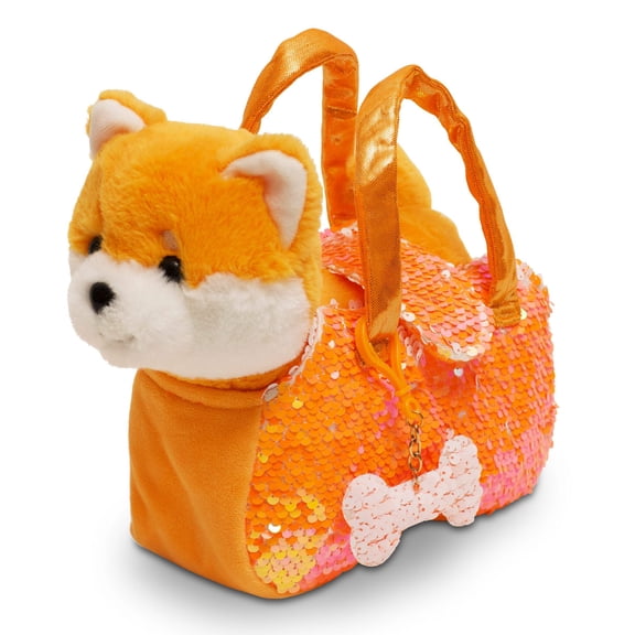Little Jupiter Pet Plush Set with Bag - Orange Shiba Inu