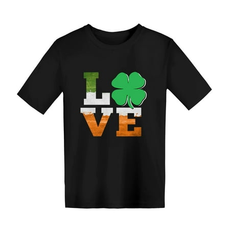 

Toddlers And Baby Boys Comfy T-Shirts St.Patrick s Day Green Four Leaf Clover Printed O-Neck Short Sleeve Spring Summer Cotton Tshirt pullover Clothes School Sport Skater Fit Tshirts