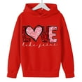 thumbnail image 4 of Sudadera con capucha y estampado de corazón de San Valentín, sudadera de manga larga para niños y niñas, chaqueta para niñas de talla mediana y grande., 4 of 7