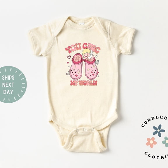 Valentines Baby Bodysuit, Cute You Croc My World Baby Girl Valentines Shirt, 1st Valentines Day, Baby girl Gift, Granddaughter