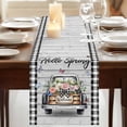 thumbnail image 3 of Table Runners 72 Inches Long Dress Scarves, Spring Flowers Farmhouse Kitchen/Dining Table Runner, Coffee Tablerunners, Farmhouse Truck Black Plaid Wood Grain 18x72 Inch, 3 of 9