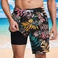 thumbnail image 2 of LIBRCLO Mens Swim Trunks with Liner 2 in 1 Bathing Suits Quick Dry Hawaiian Print Board Shorts Lightweight Breathable Summer Beach Shorts Black XXXL, 2 of 6